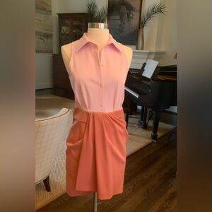 Brandon Maxwell Pink and Orange Midi Dress